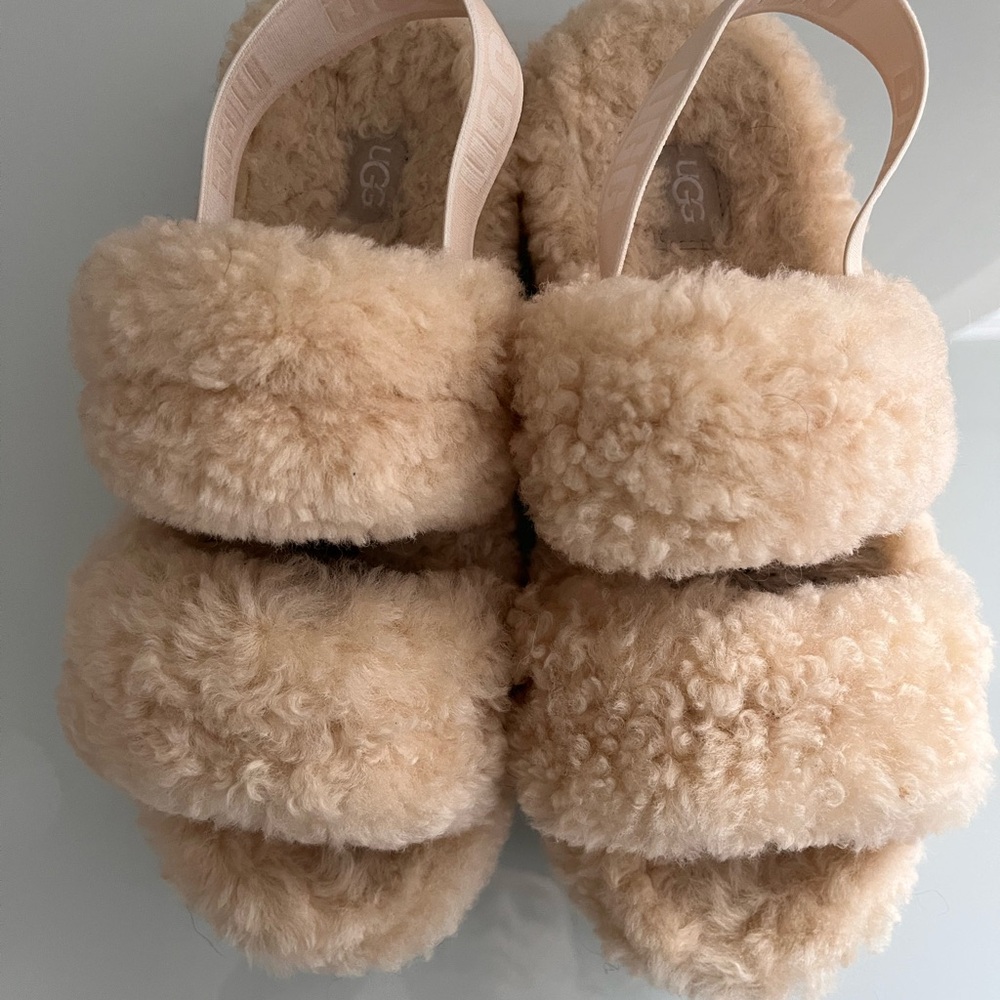 UGG Fluffy Beige Sandals